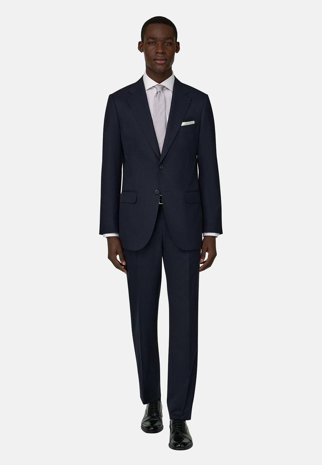 Micro Fancy Wool Blend Suit, Navy blue, hi-res, 2