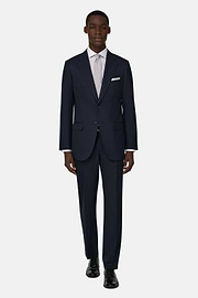 Micro Fancy Wool Blend Suit, Navy blue, thumb, 2