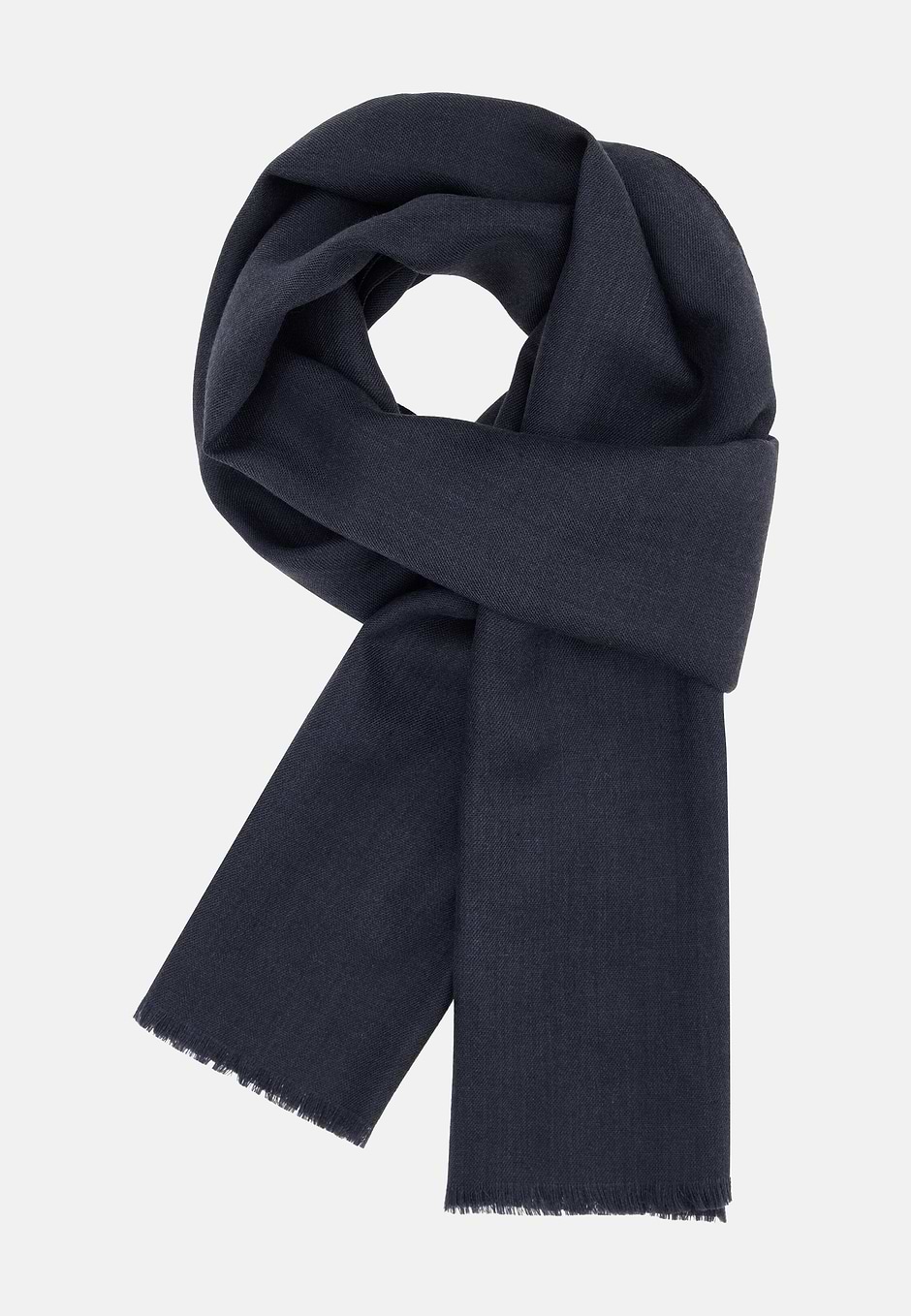 Herringbone Wool Scarf, Navy blue, hi-res