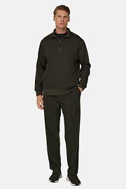 Quarter-Zip Sweatshirt in Wool Blend WOOLTECH, Military Green, thumb, 2