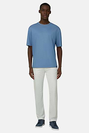 T-shirt In Cotone Pima, Azzurro, thumb, 2