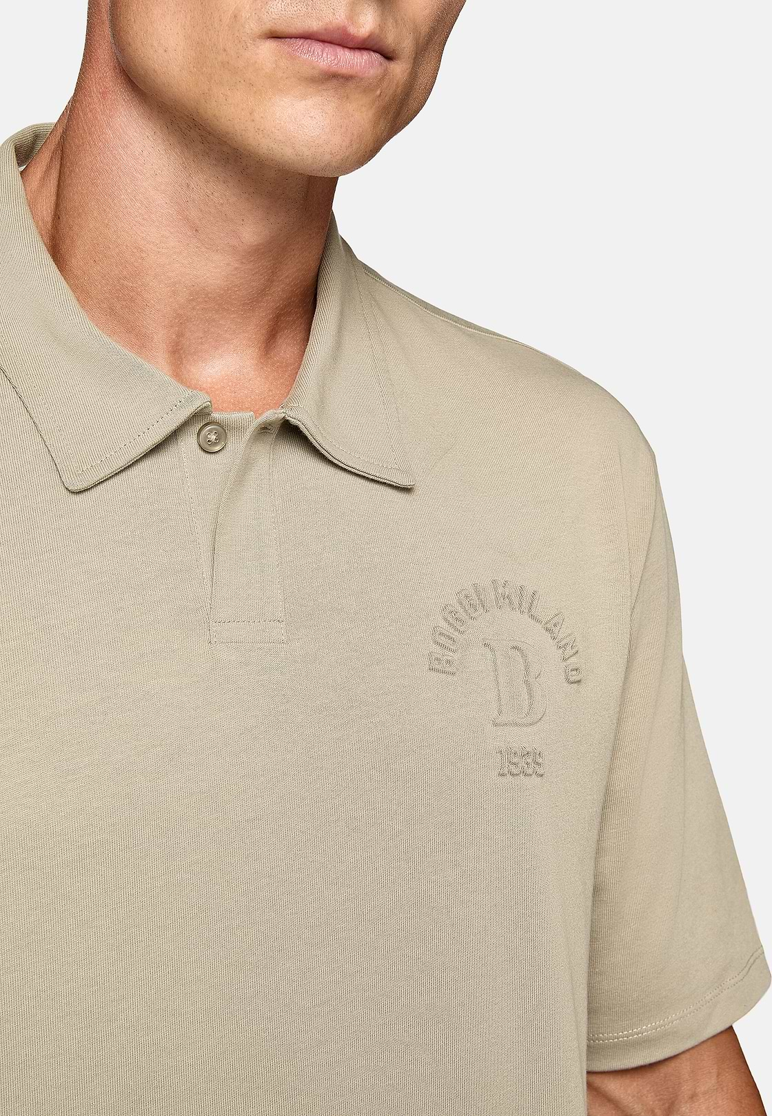 Organic Cotton Blend Jersey Polo Shirt, Taupe, hi-res