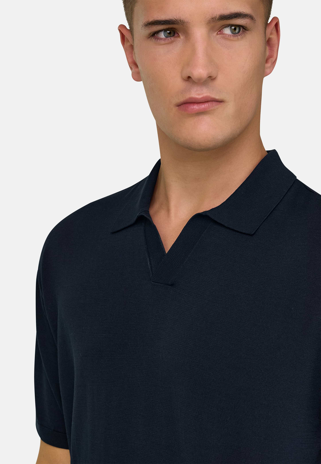 Polo Di Maglia In Cotone Seta, Navy, hi-res, 4