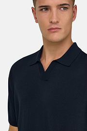 Polo Di Maglia In Cotone Seta, Navy, thumb, 4