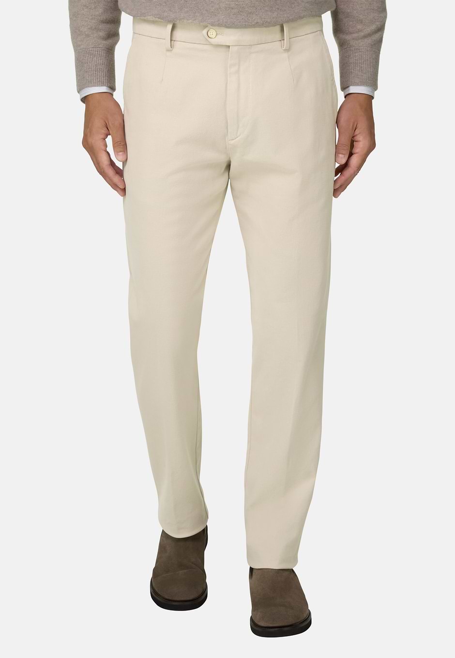 Pantalon en Coton Extensible, Sable, hi-res