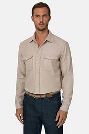 Overshirt in Cotton Flannel, Sand, thumb, 1