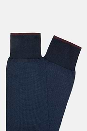 Micro Striped Socks in Organic Cotton, Navy blue, hi-res