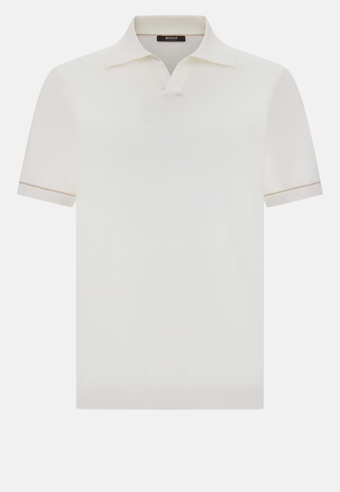 Cotton Crêpe Knit Polo Shirt, White, hi-res