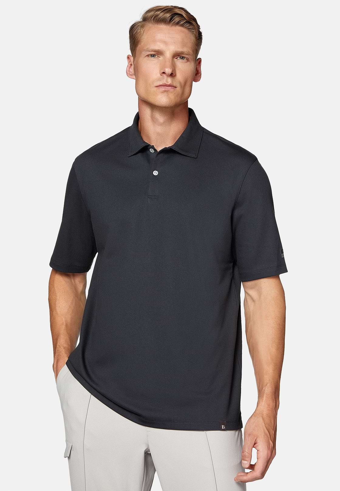 High-Performance Piqué Polo Shirt, Charcoal, hi-res