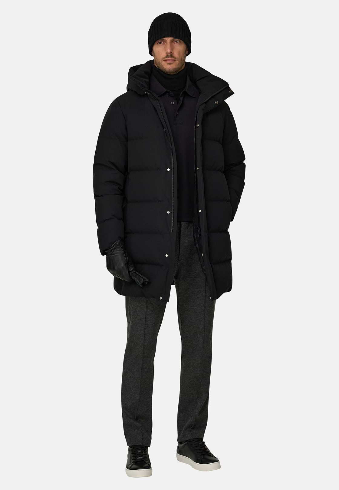 Parka in Technical Fabric Padded with Goose Down, Black, hi-res, 2