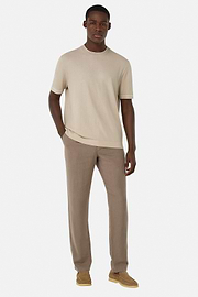 Cotton Crêpe Knit T-Shirt, Sand, hi-res
