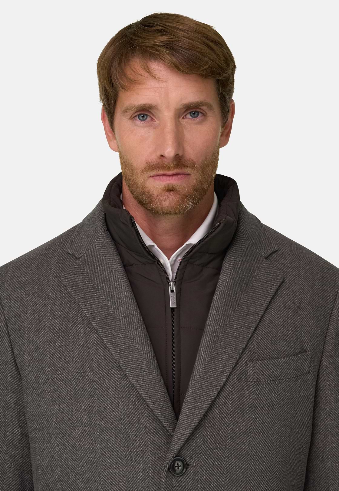 Coat in Wool with Bib, Brown, hi-res, 3