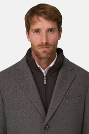 Coat in Wool with Bib, Brown, thumb, 3
