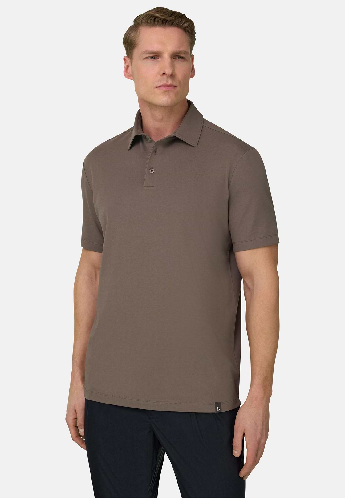 Polo Aus Elastischer Supima-Baumwolle, Schlamm, hi-res, 2