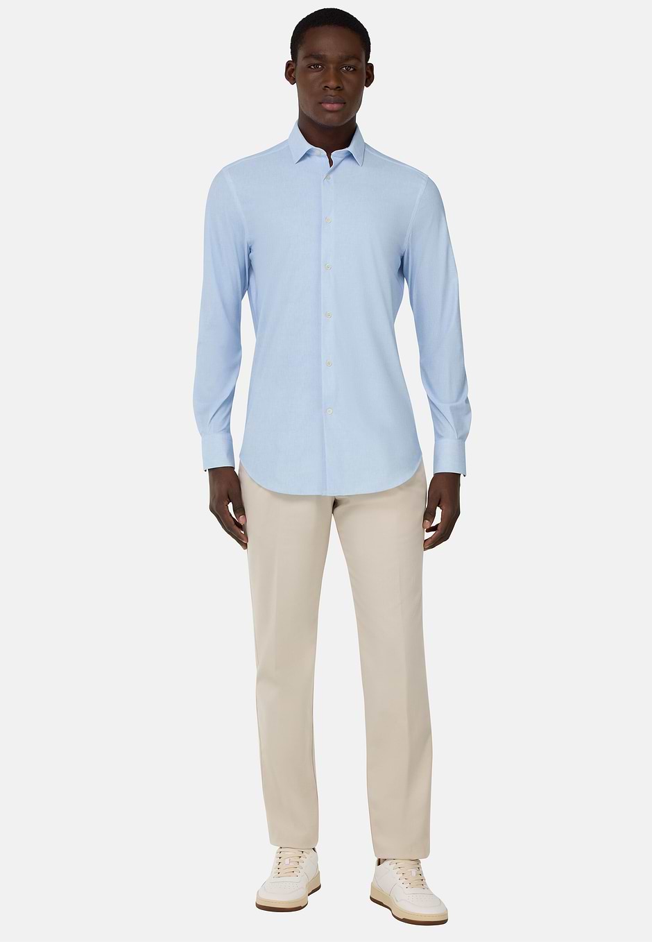 Slim Fit Stretch Nylon Shirt, Light Blue, hi-res