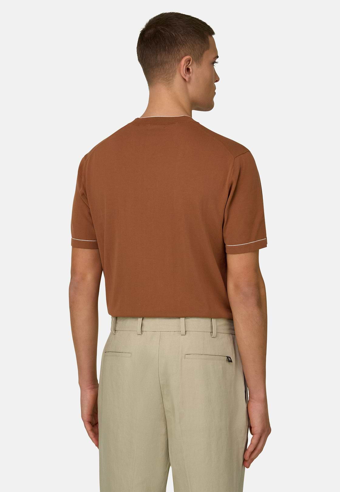 Strick-T-Shirt Aus Baumwollkrepp, Rosso, hi-res, 1