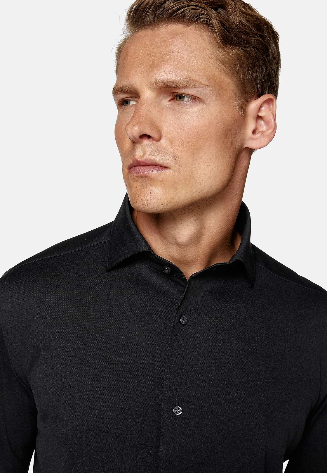 Camisa Estilo Polo De Punto Japonés Regular Fit, Negro, hi-res