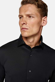 Camisa Estilo Polo De Punto Japonés Regular Fit, Negro, hi-res