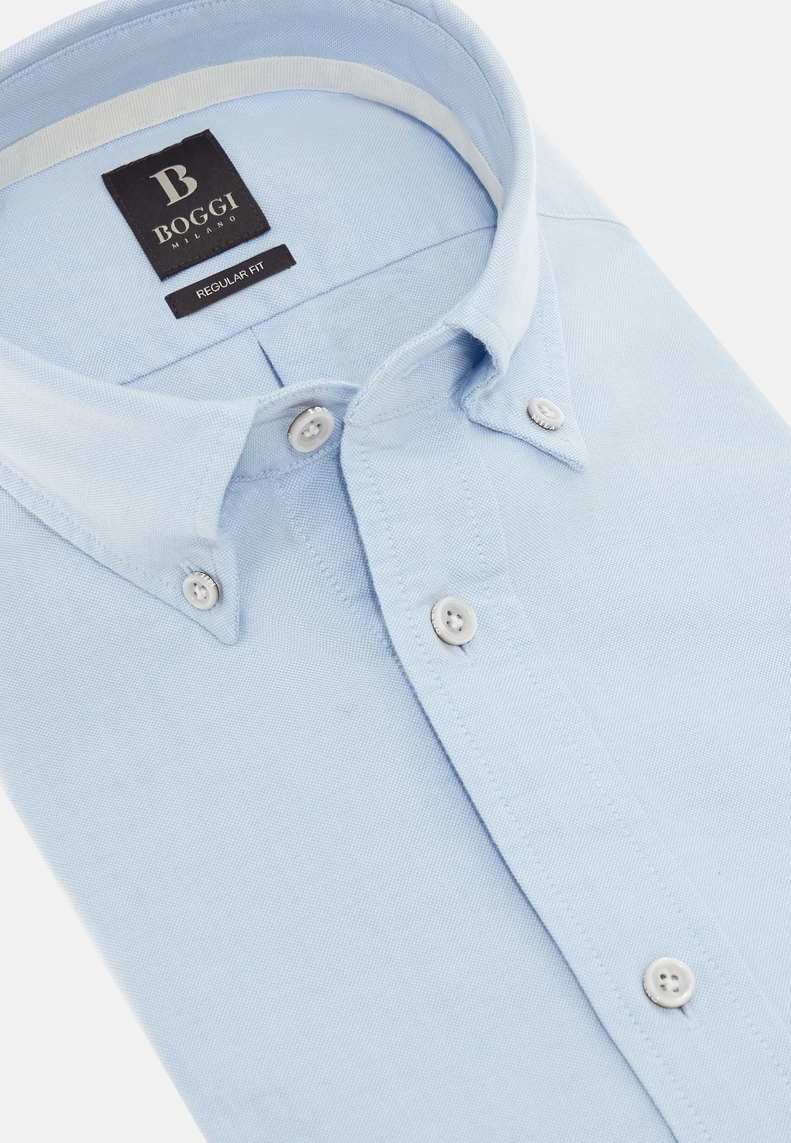 Regular Fit Oxford Cotton Shirt, Light Blue, hi-res