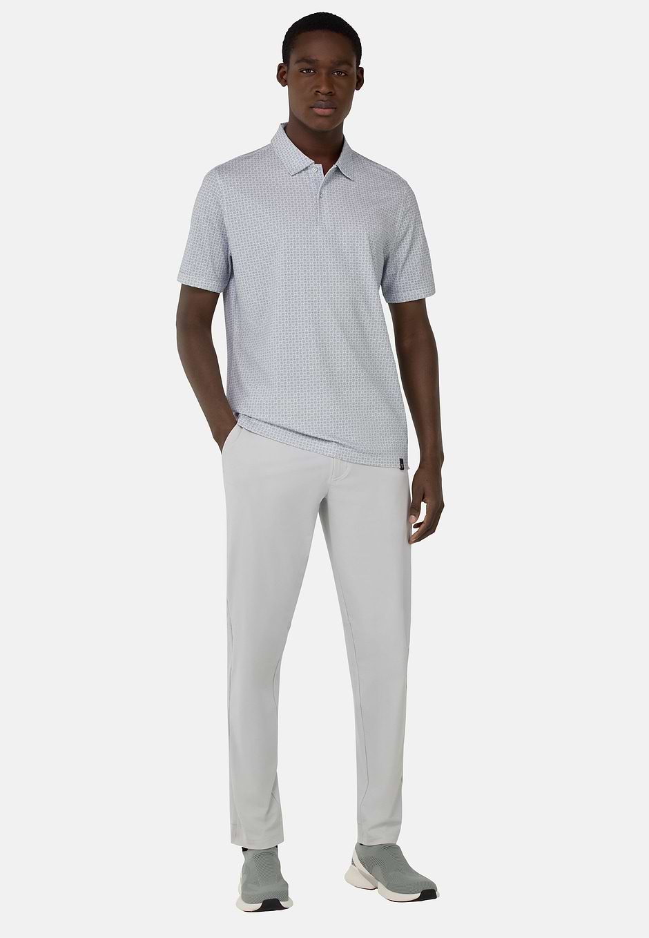Cotton Blend Jersey Polo Shirt, Light Blue, hi-res