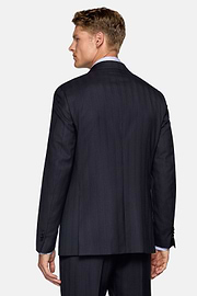 Navy Blue Pinstripe Suit In Pure Wool, Navy blue, hi-res