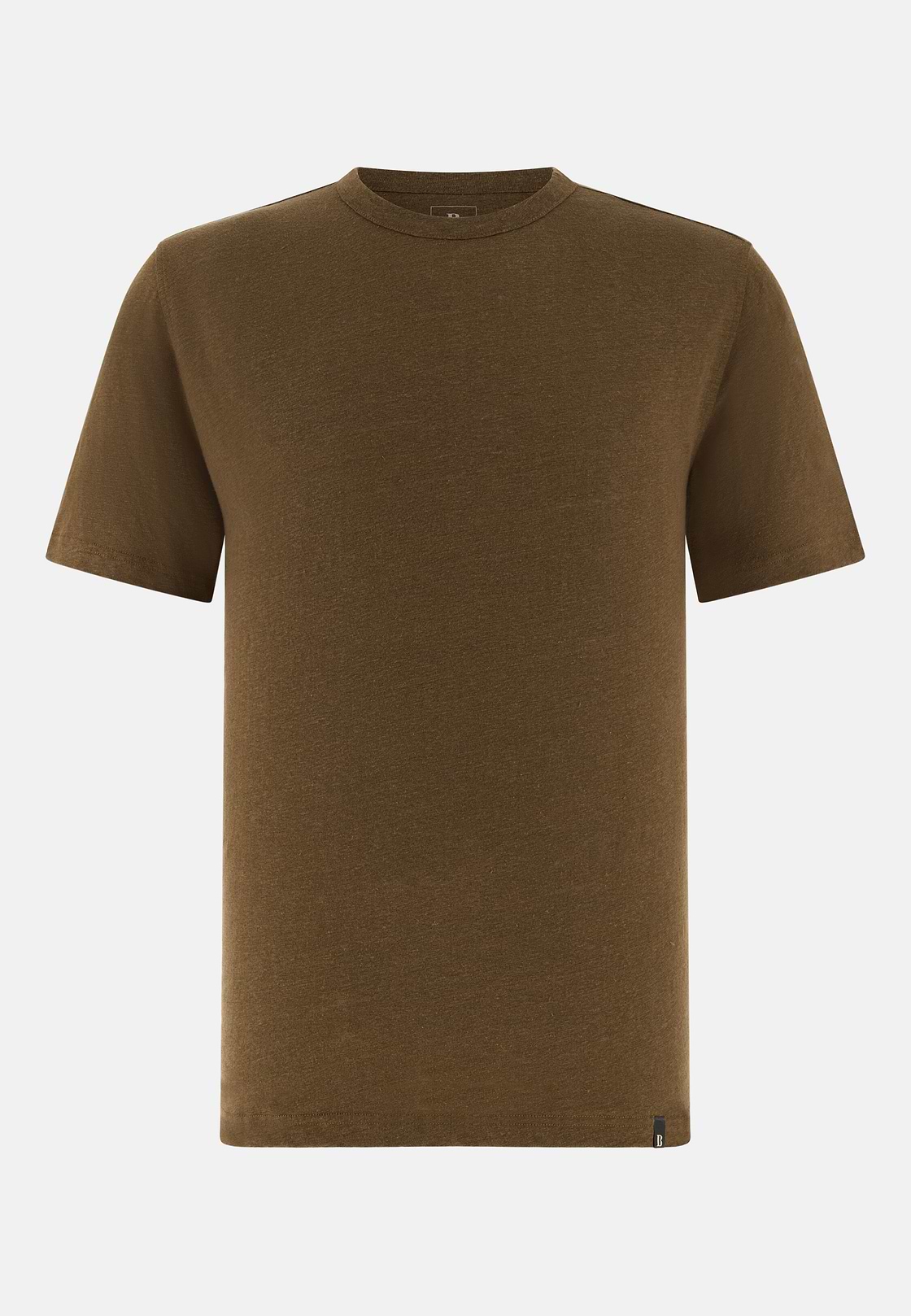 T-Shirt Aus Stretch-Leinen-Jersey, Braun, hi-res, 5