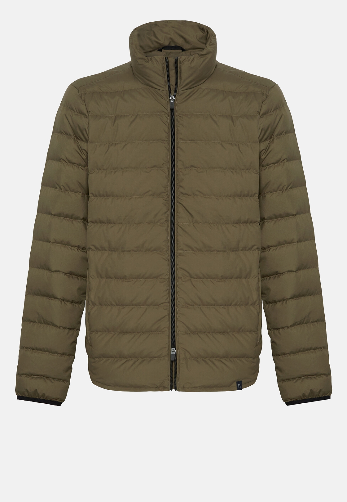 Quilted Nylon Real Down Bomber Style Sempione, Military Green, hi-res