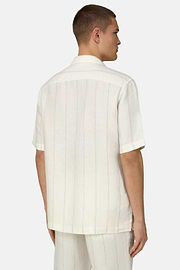 Regular fit linnen overhemd met krijtstreep, White, thumb, 3