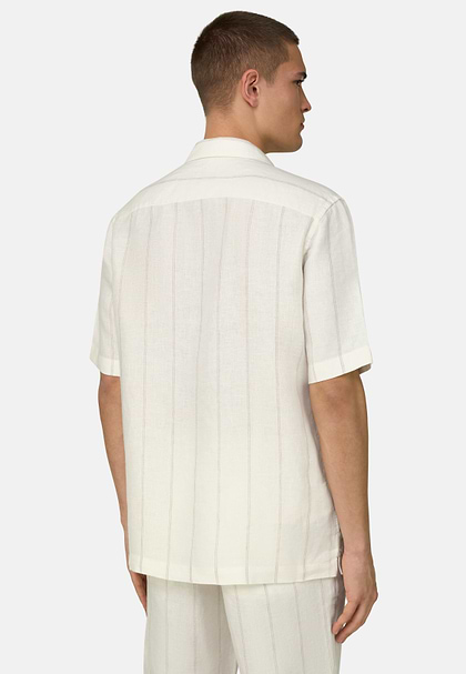 Hemd mit Nadelstreifenmuster Aus Leinen, Regular Fit, Weiß, hi-res