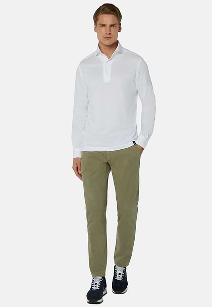 Japanese Jersey Polo Shirt, White, hi-res