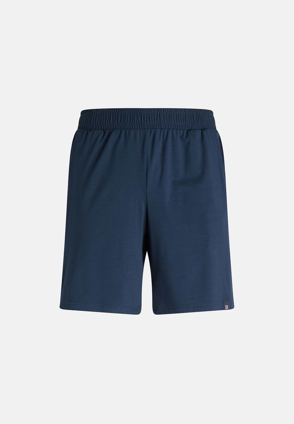 Viscose Blend Pyjama Bermuda Shorts, Navy blue, hi-res