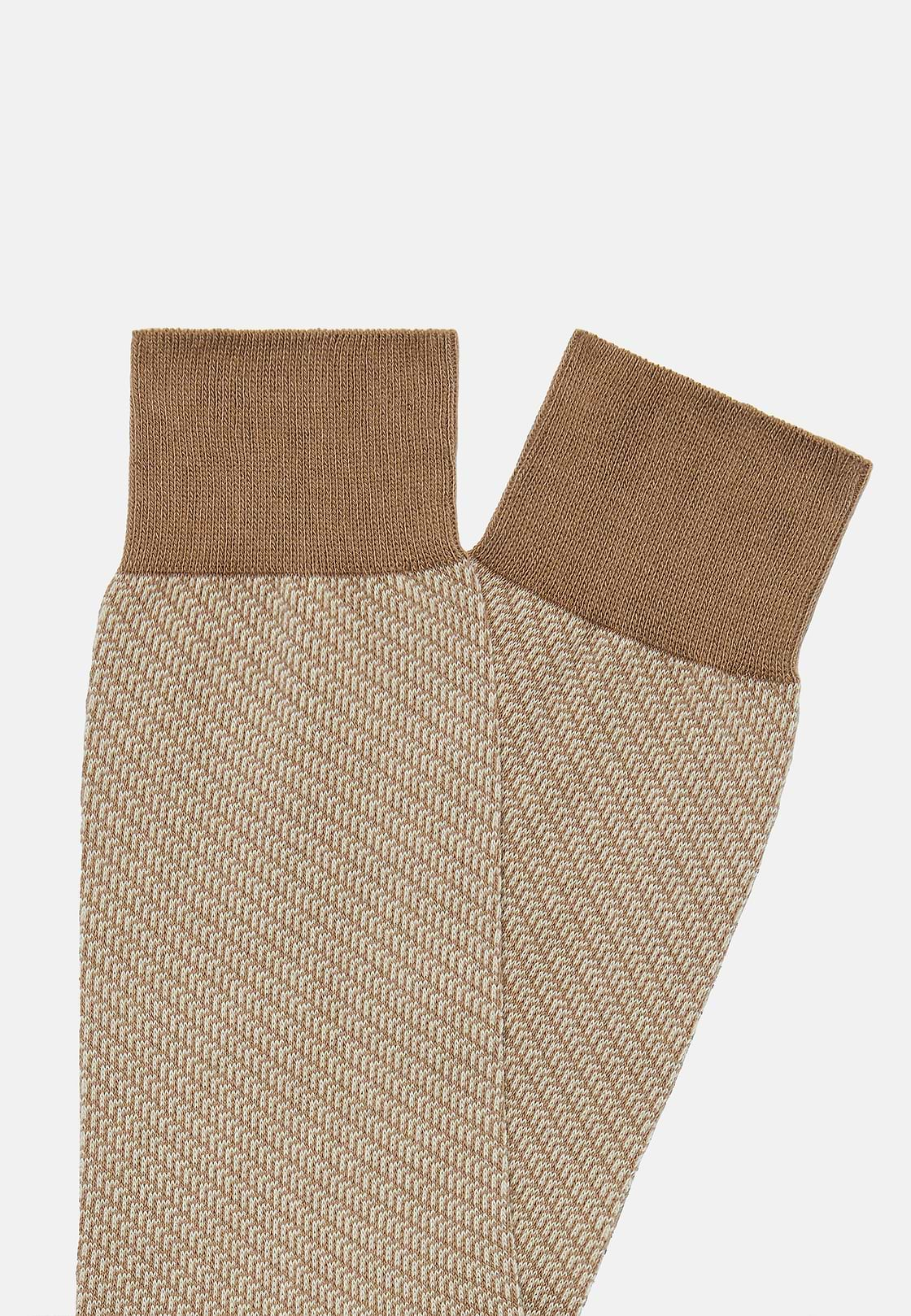 Socks with Micro Pattern in Organic Cotton, Taupe, hi-res