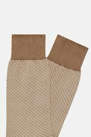 Socks with Micro Pattern in Organic Cotton, Taupe, hi-res