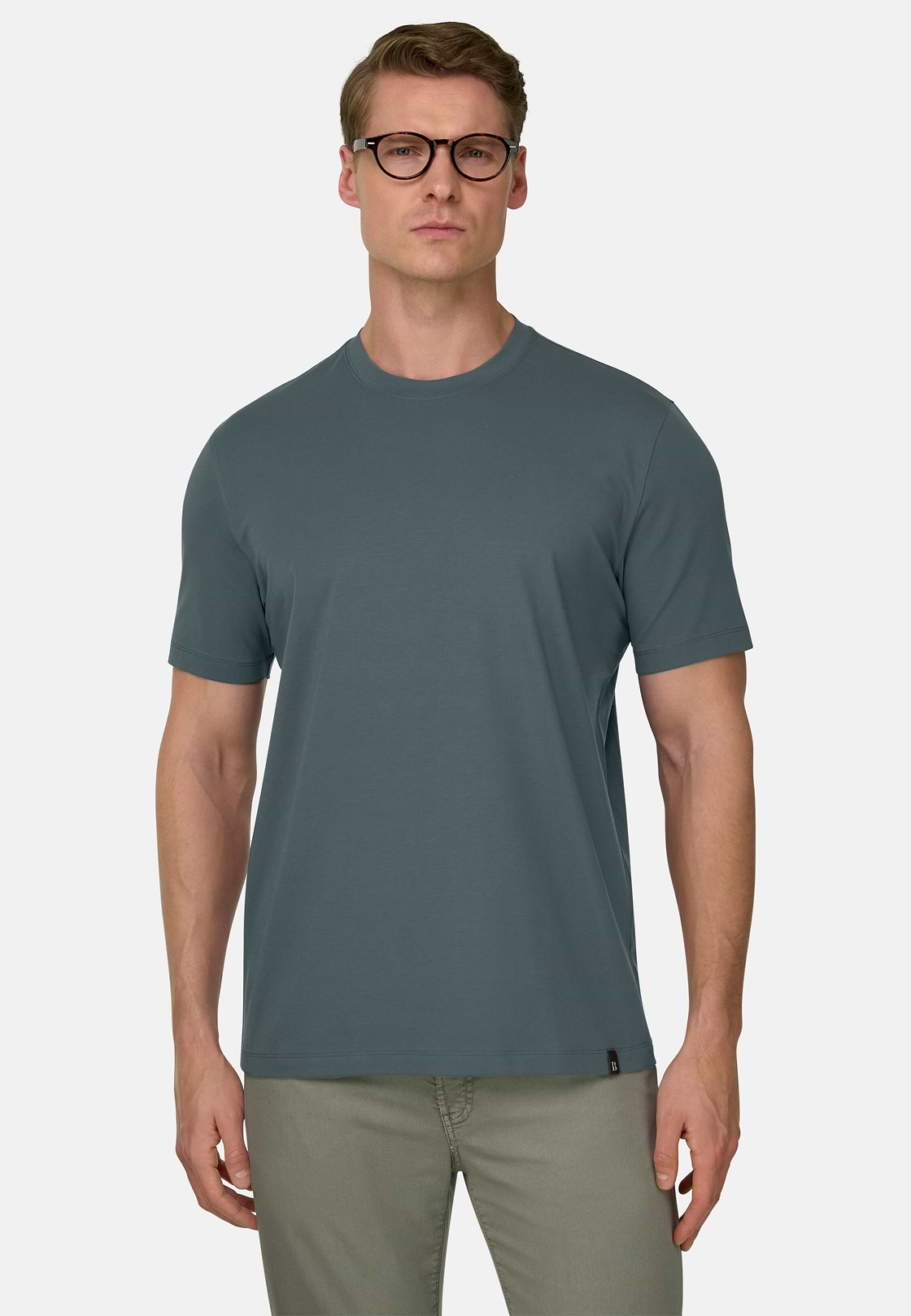 T-Shirt aus elastischer Supima-Baumwolle, Grün, hi-res, 1