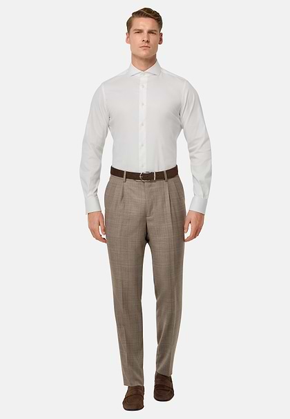 Slim Fit Stretch Cotton and Nylon Shirt, White, hi-res