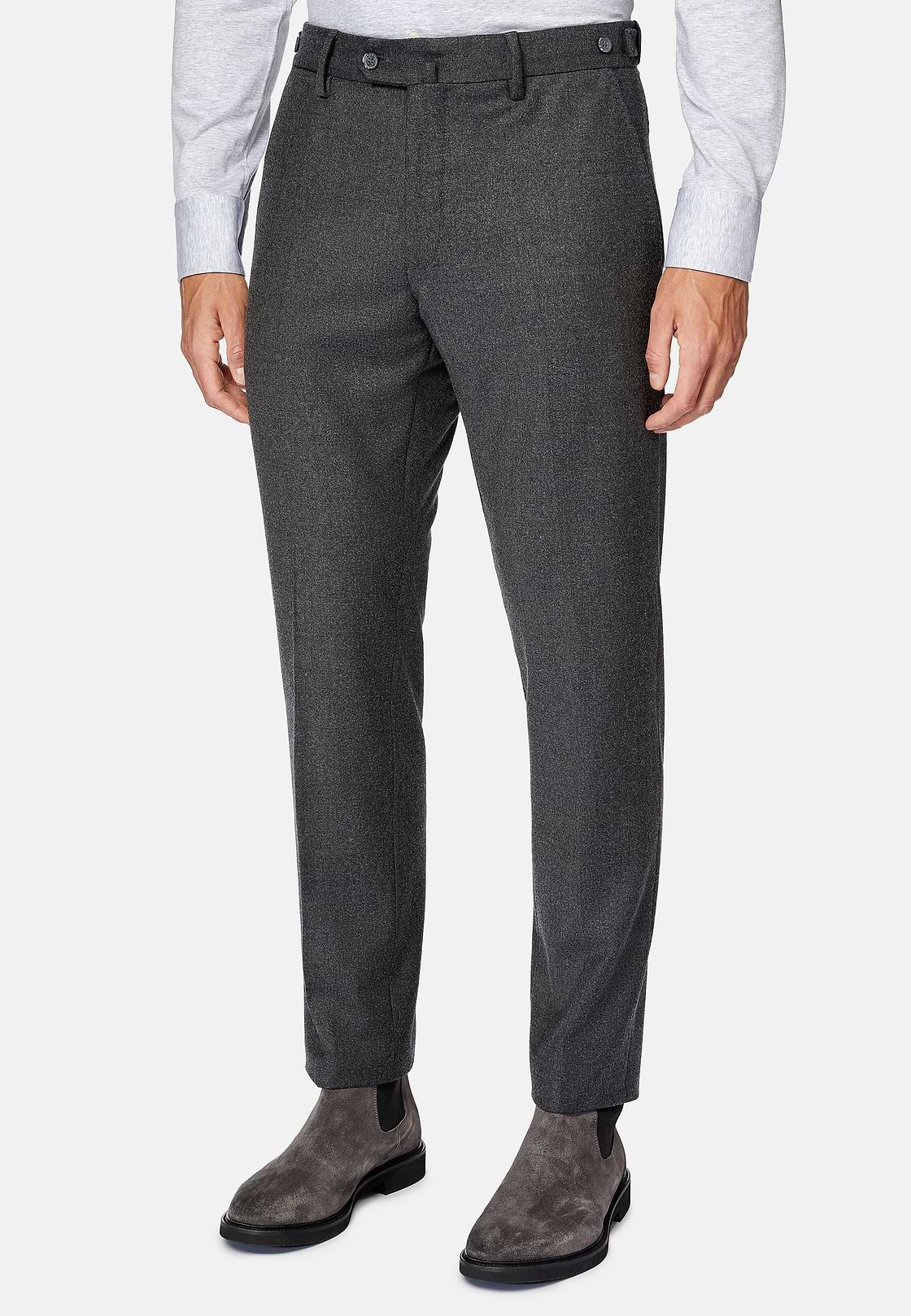 Pantalon En Flanelle Extensible., Gris foncé, hi-res