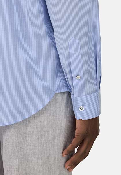 Regular Striped Cotton Poplin Shirt, Light Blue, hi-res