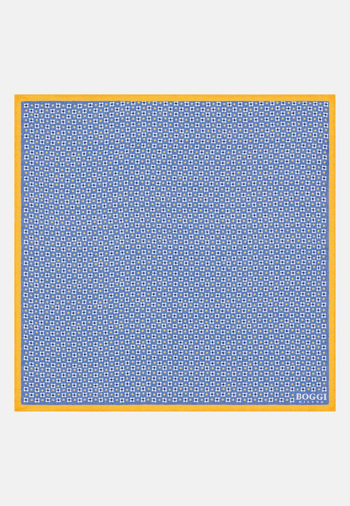 Pochette Motivo Floreale In Seta, Azzurro, hi-res