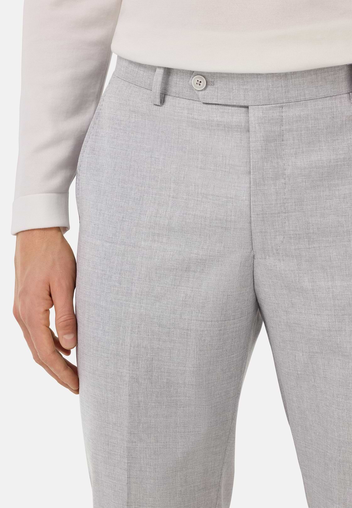 B Aria Pure Wool Trousers, Light grey, hi-res