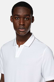 High-Performance Piqué Polo Shirt, White, hi-res