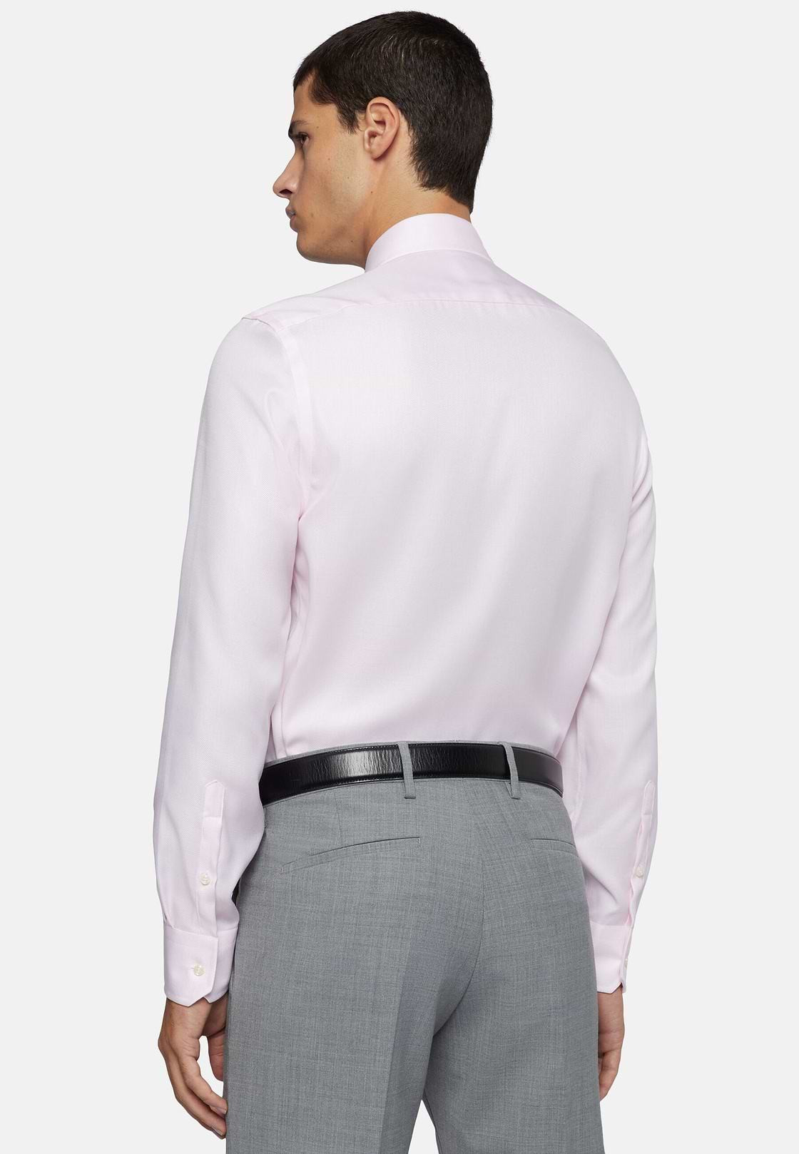 Chemise Rose En Coton Dobby Slim Fit, Rose, hi-res