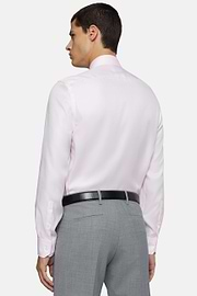 Chemise Rose En Coton Dobby Slim Fit, Rose, hi-res