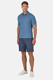 Cotton Blend Piqué Polo Shirt, Air-blue, hi-res