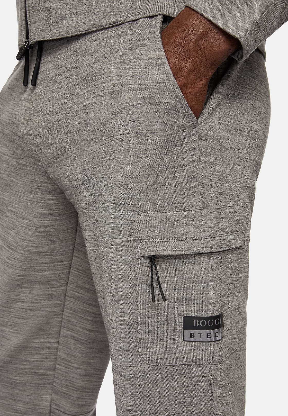Lightweight Wool Blend Scuba Trousers, Grey, hi-res
