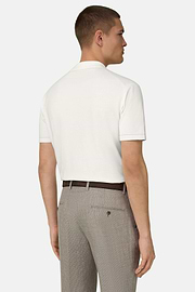 Strick-Poloshirt Aus Baumwollkrepp, Weiß, thumb, 3