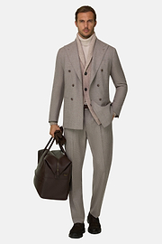Suit Double-Breasted in Super 130 Wool, Taupe, thumb, 2