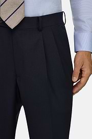 Suit Herringbone Double-Breasted 100% Wool, Navy blue, thumb, 3