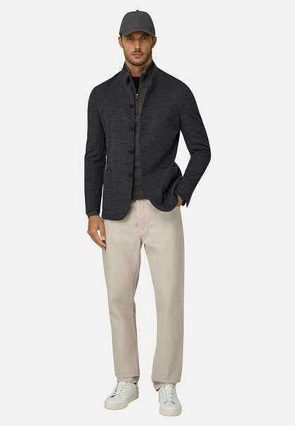 Blazer Diagonal Wool Blend WOOLTECH, Charcoal, hi-res