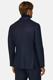 Suit Double-Breasted Patterned Wool Flannel, Navy blue, thumb, 5
