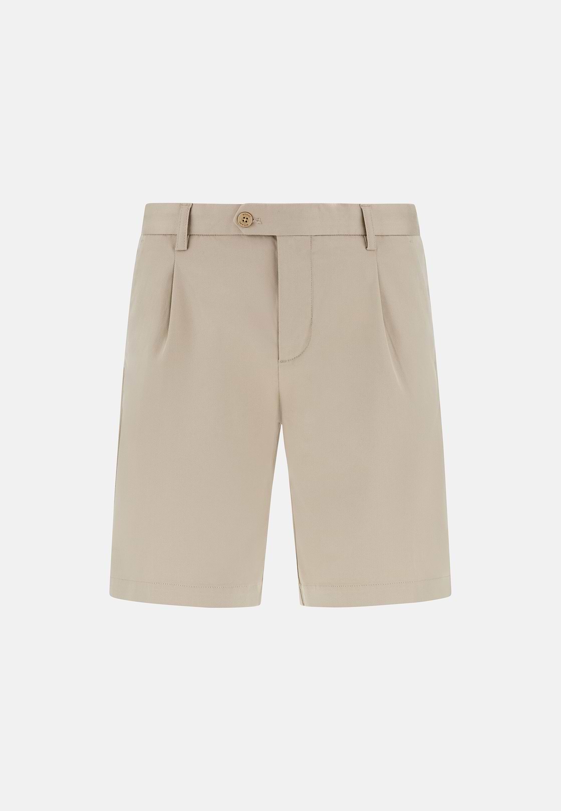 Stretch Cotton and Tencel Bermuda Shorts, Sand, hi-res